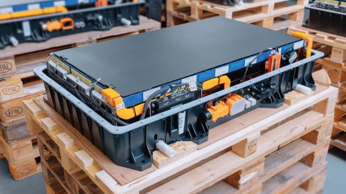 欧标托盘上的电池管理系统安装于坚固外壳内，带有多个连接插座