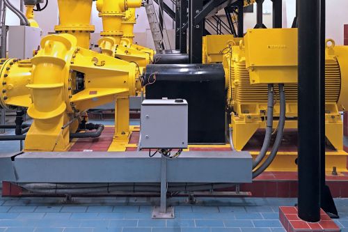 Industrial water pump with installed vibration monitoring solution CMD19