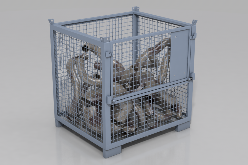 Level and weight monitoring of mesh box pallets and containers