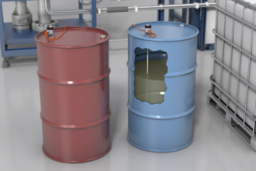 Level monitoring of casting resin drums