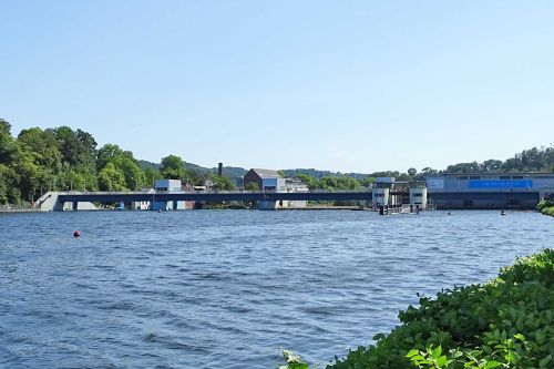 Dammed Water of the river Ruhr in Essen.